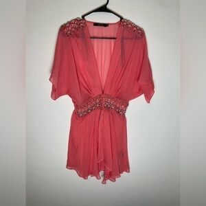 Ark & Co Salmon Coral Jeweled Swim Beach Cover Up